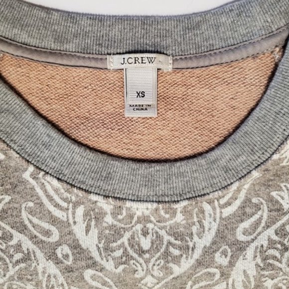 J. Crew French Terry Sweatshirt Gray & White Damask Medallion Print - Size XS - Picture 4 of 7